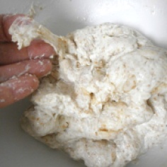 This dough is too wet and sticky. Add a little more flour before the final kneading.