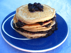 Blueberry Peach Buckwheat Pancakes