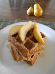 Waffles made with pears and ginger
